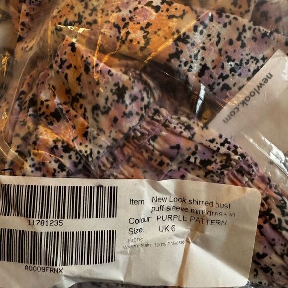 NWT New Look shirred bust puff sleeve mini dress size 2 - Picture 9 of 10